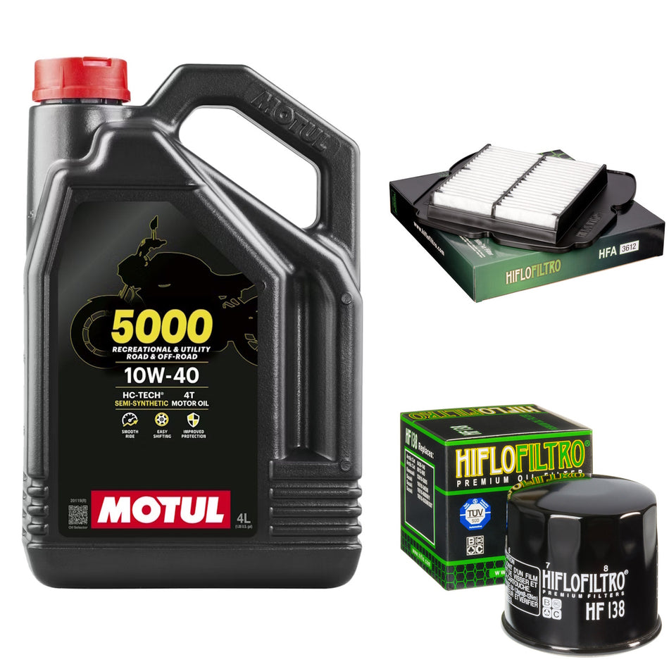 Motul 5000 10w40 4L Oil & HF138 & HFA3612 Oil Filter Kit