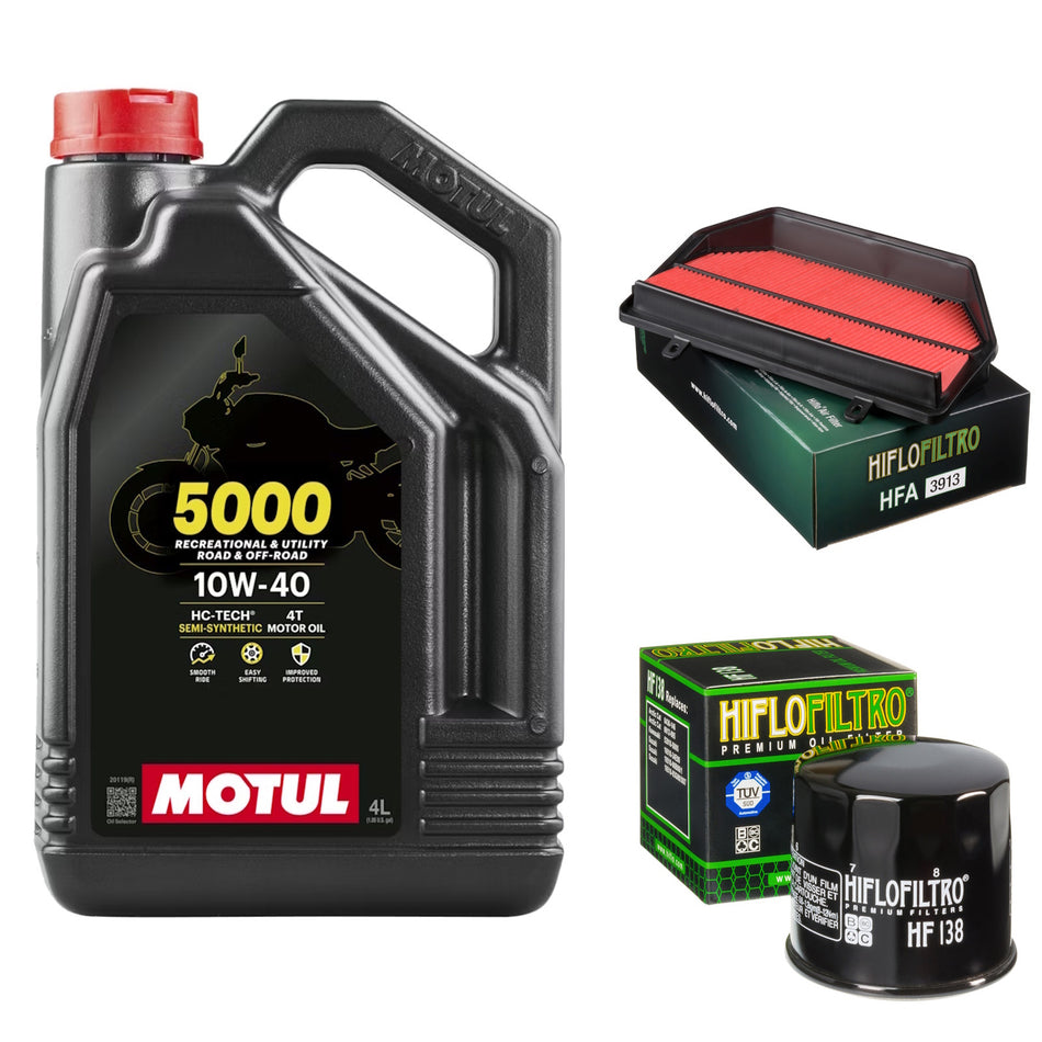 Motul 5000 10w40 4L Oil & HF138 & HFA3913 Oil Filter Kit