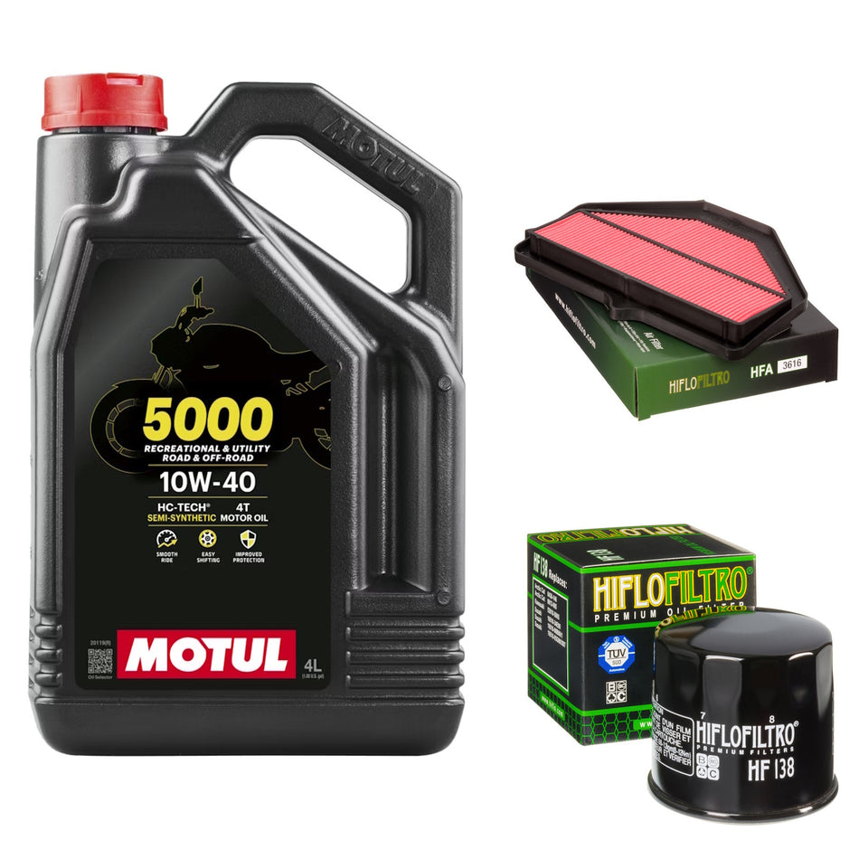 Motul 5000 10w40 4L Oil & HF138 & HFA3616 Oil Filter Kit