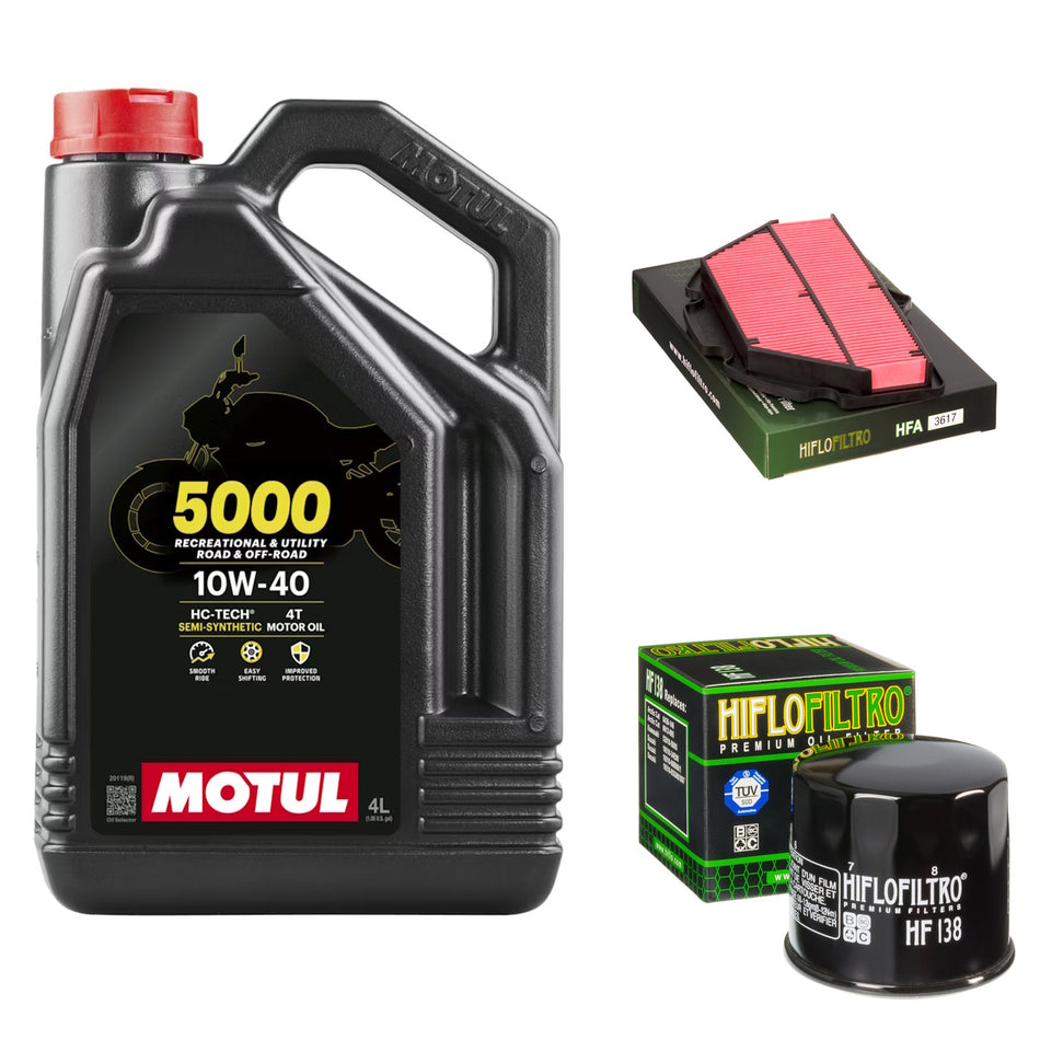 Motul 5000 10w40 4L Oil & HF138 & HFA3617 Oil Filter Kit