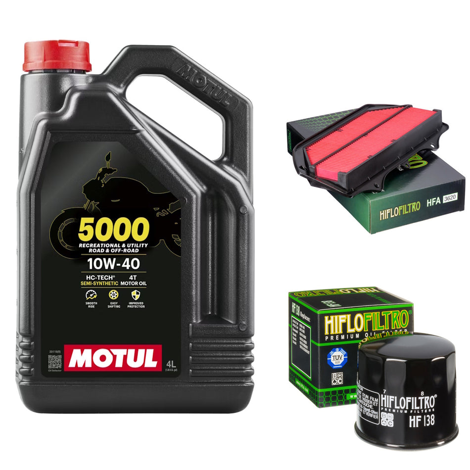 Motul 5000 10w40 4L Oil & HF138 & HFA3620 Oil Filter Kit