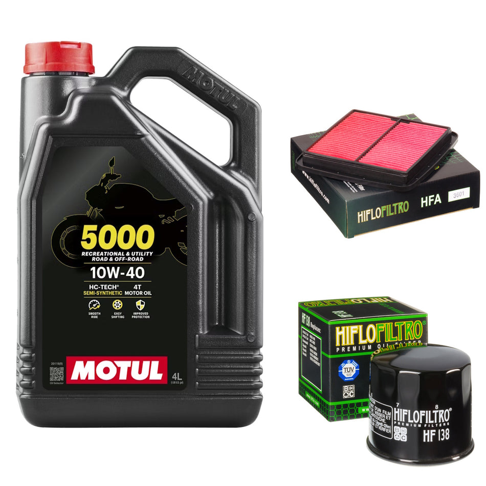 Motul 5000 10w40 4L Oil & HF138 & HFA3601 Oil Filter Kit
