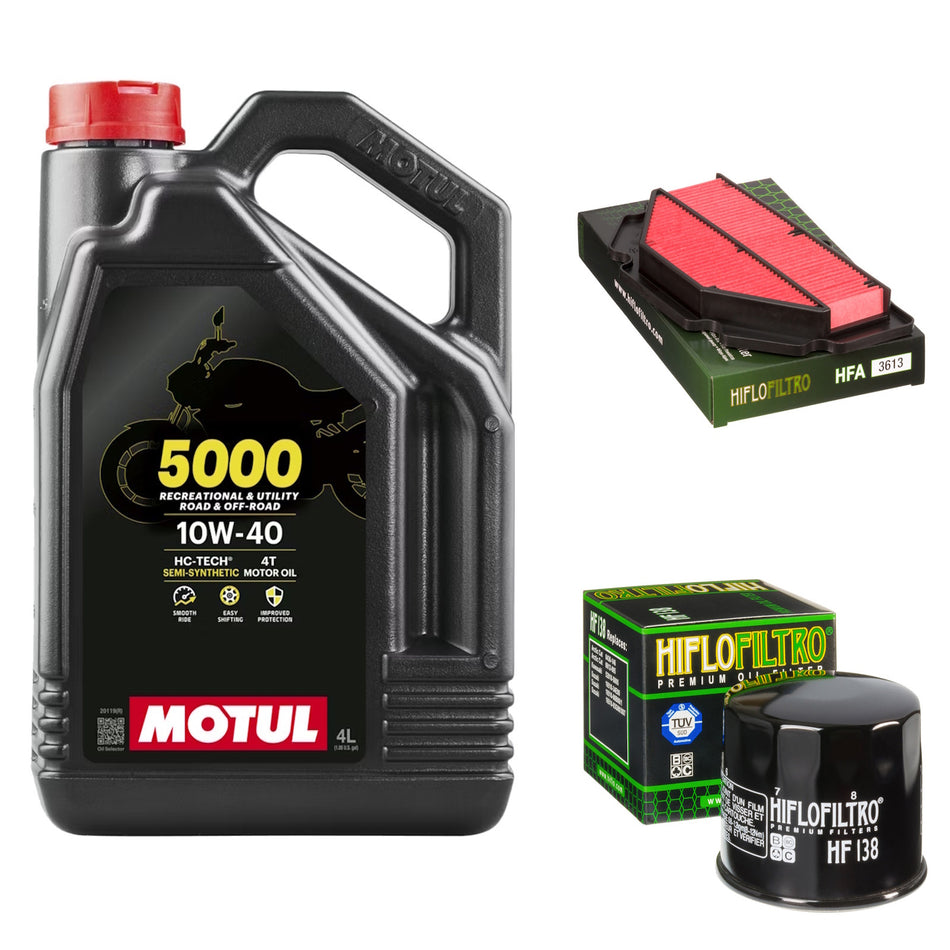 Motul 5000 10w40 4L Oil & HF138 & HFA3613 Oil Filter Kit