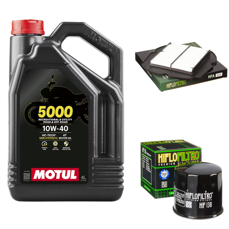 Motul 5000 10w40 4L Oil & HF138 & HFA3618 Oil Filter Kit
