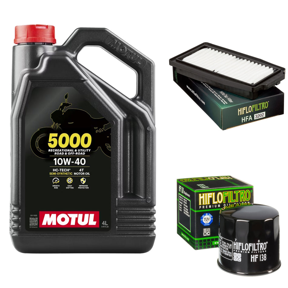 Motul 5000 10w40 4L Oil & HF138 & HFA3202 Oil Filter Kit