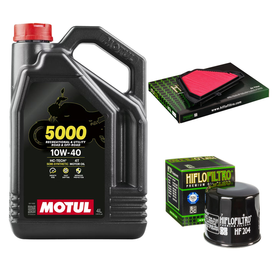 Motul 5000 10w40 4L Oil & HF204 & HFA6512  Oil Filter Kit
