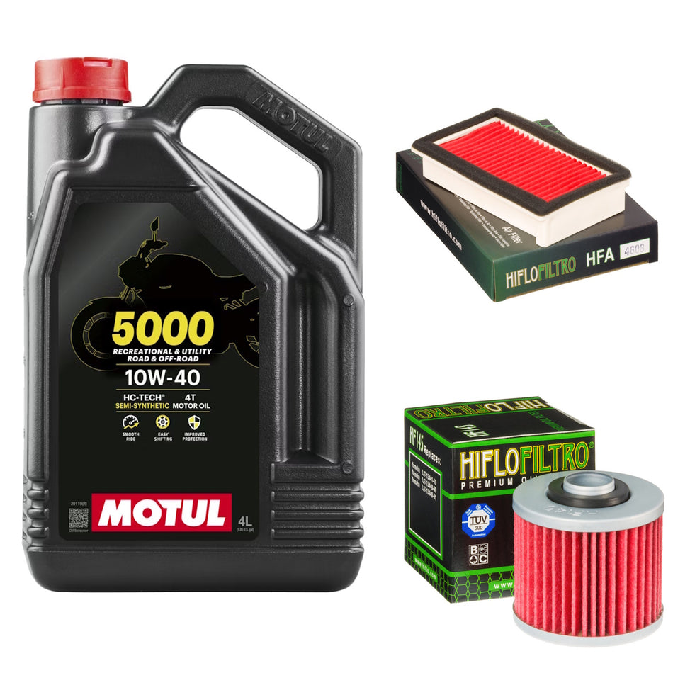 Motul 5000 10w40 4L Oil & HF145 & HFA4608 Oil Filter Kit