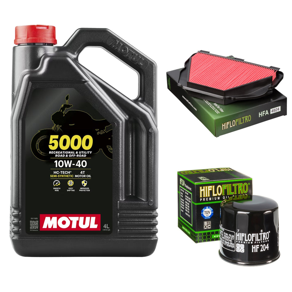 Motul 5000 10w40 4L Oil & HF204 & HFA4924 Oil Filter Kit