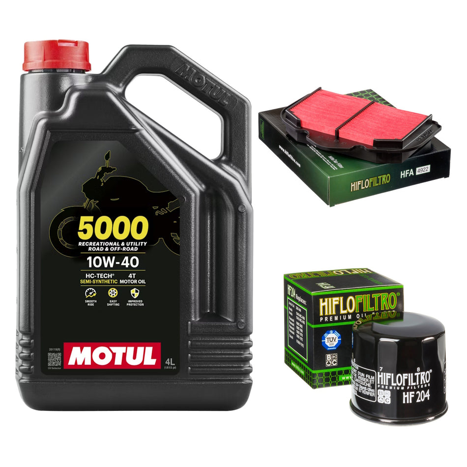 Motul 5000 10w40 4L Oil & HF204 & HFA4922 Oil Filter Kit