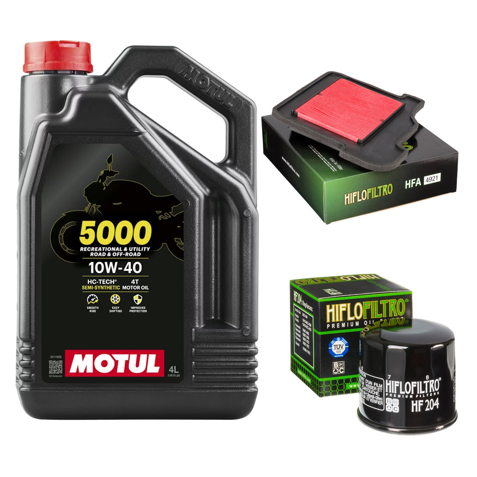 Motul 5000 10w40 4L Oil & HF204 & HFA4921 Oil Filter Kit