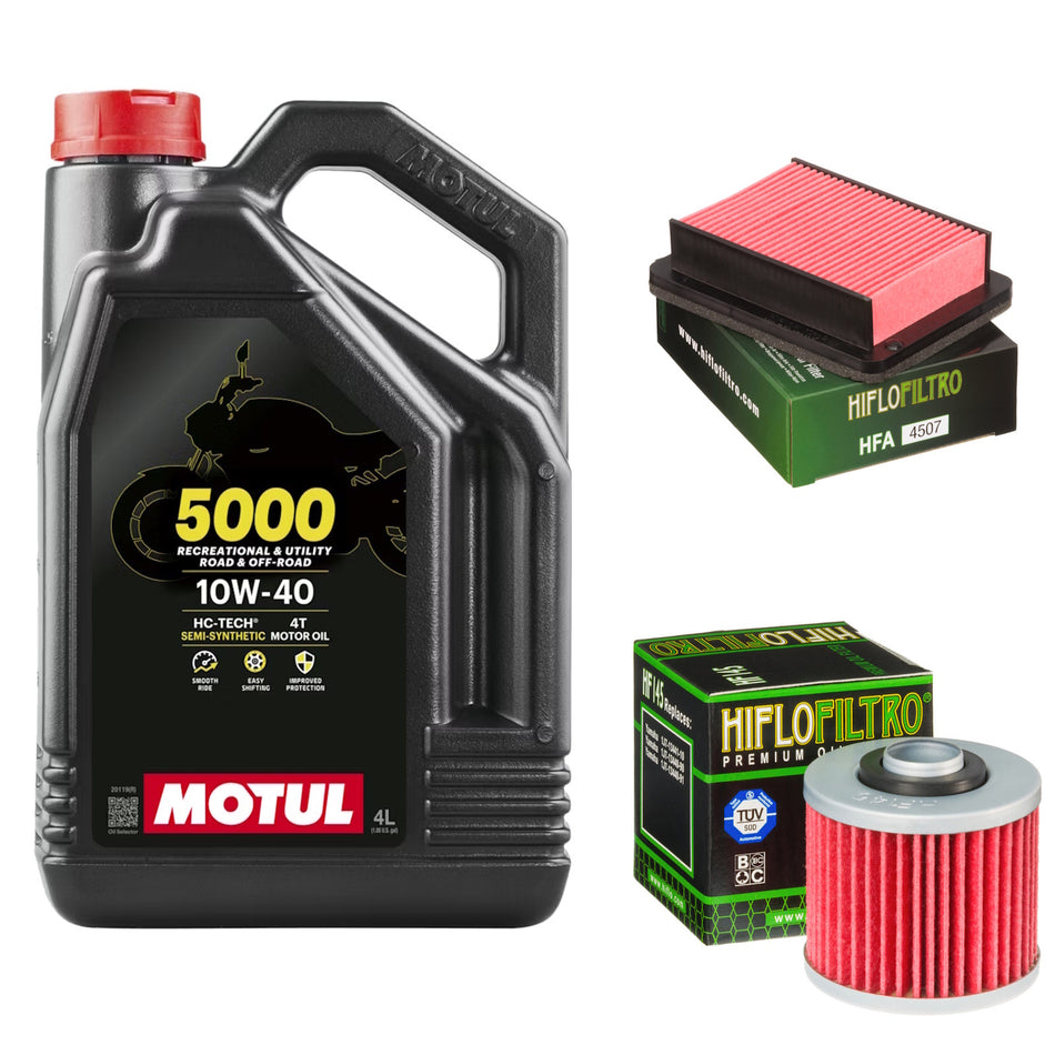 Motul 5000 10w40 4L Oil & HF145 & HFA4507 Oil Filter Kit