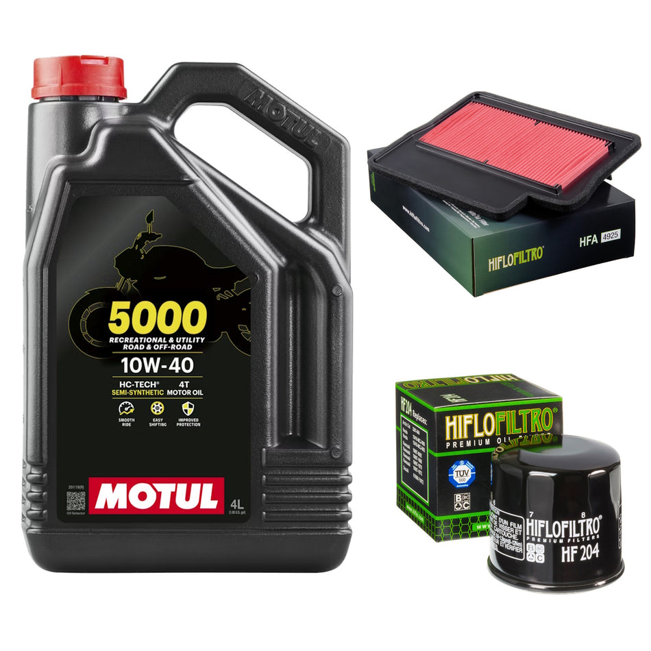 Motul 5000 10w40 4L Oil & HF204 & HFA4925  Oil Filter Kit