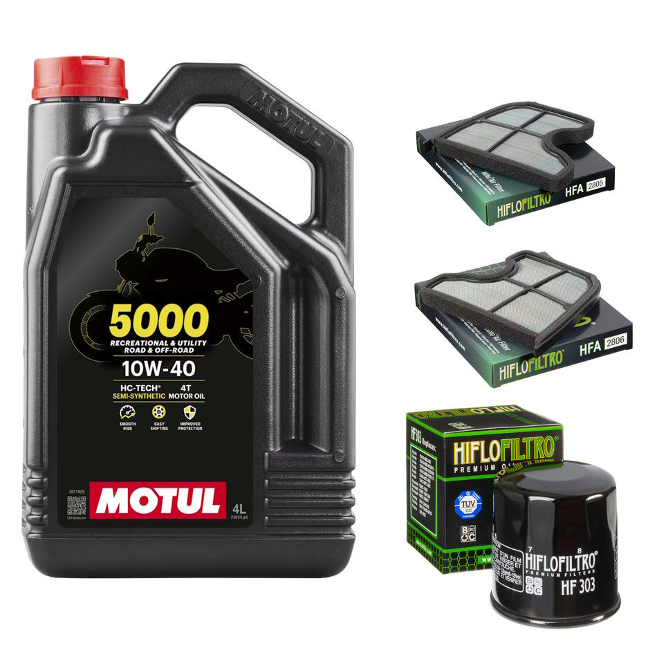 Motul 5000 10w40 4L Oil & HF303 & HFA2805 & HFA2806 Oil Filter Kit