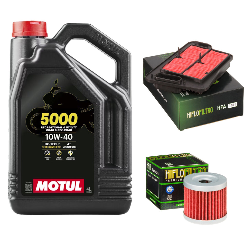 Motul 5000 10w40 4L Oil & HF131 & HFA3401 Oil Filter Kit