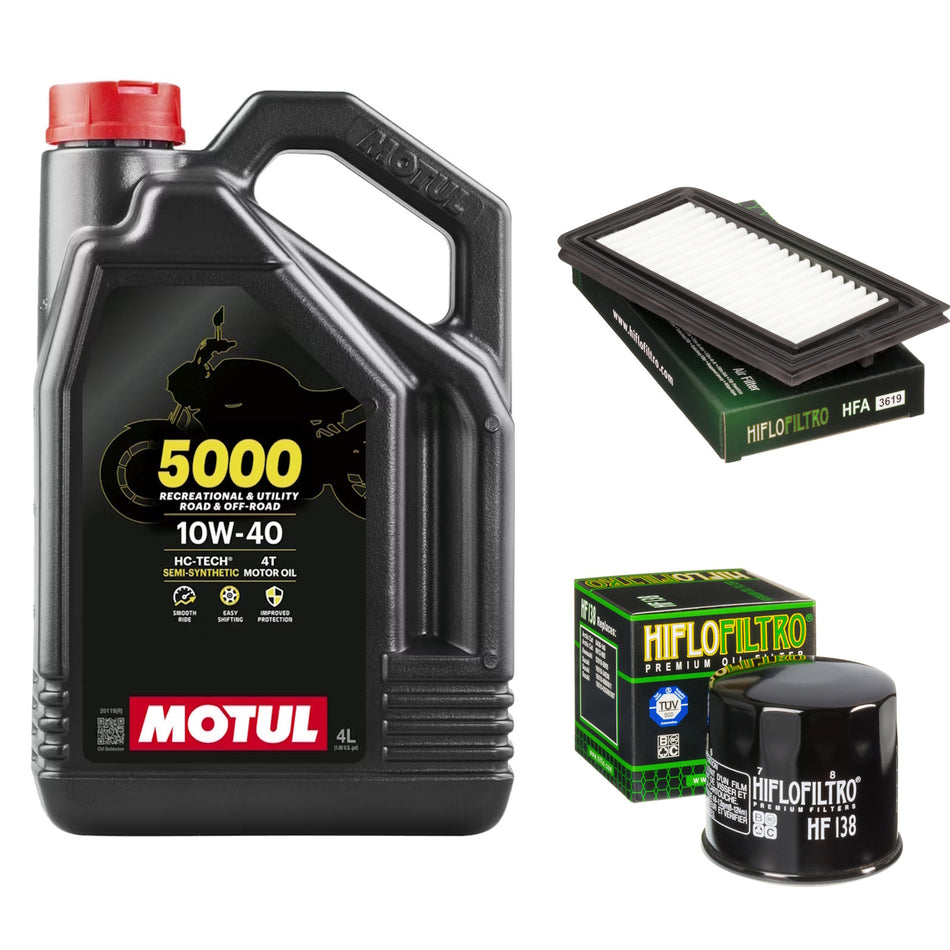 Motul 5000 10w40 4L Oil & HF138 & HFA3619 Oil Filter Kit