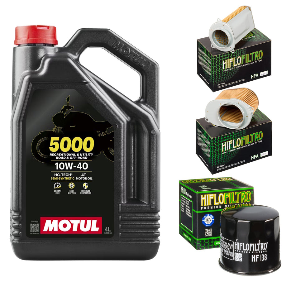 Motul 5000 10w40 4L Oil & HF138 & HFA3606 & HFA3607 Oil Filter Kit