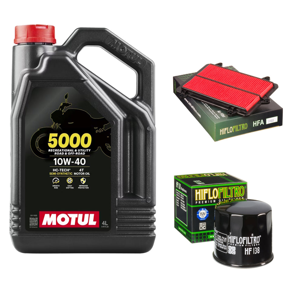 Motul 5000 10w40 4L Oil & HF138 & HFA3903 Oil Filter Kit