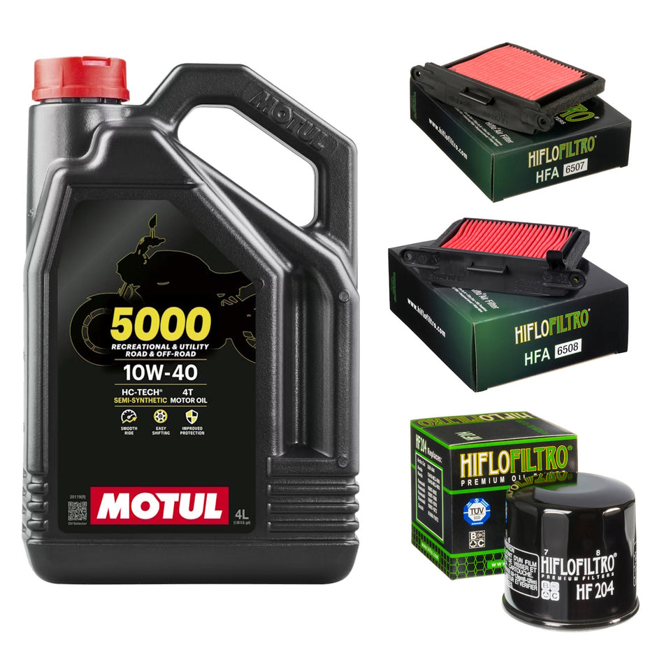 Motul 5000 10w40 4L Oil & HF204 & HFA6507 & HFA6508 Oil Filter Kit
