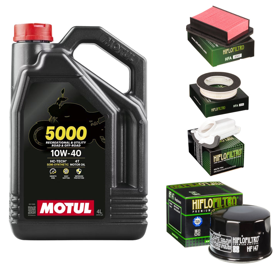Motul 5000 10w40 4L Oil & HF147 & HFA4507 & HFA4508 & HFA4506 Oil Filter Kit