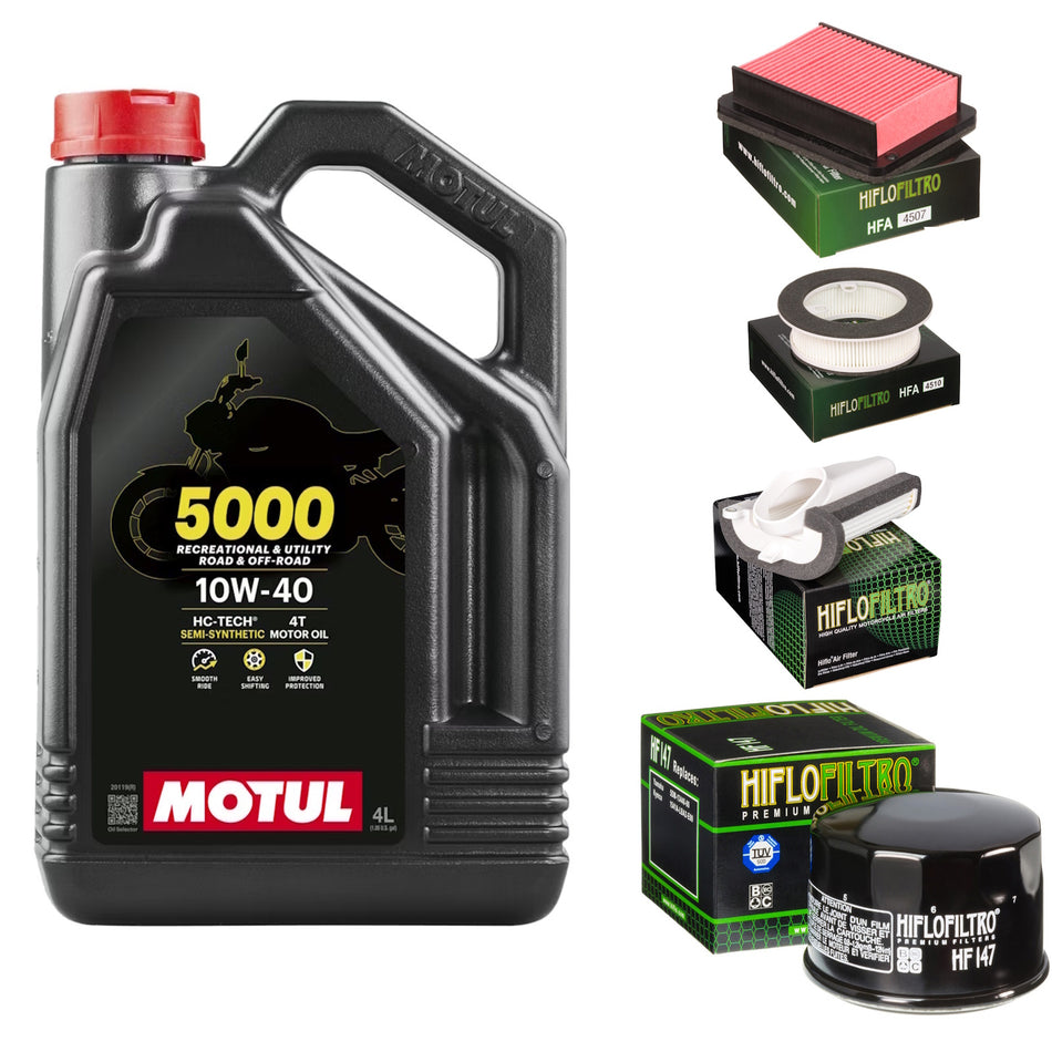 Motul 5000 10w40 4L Oil & HF147 & HFA4507 & HFA4509 & HFA4510 Oil Filter Kit