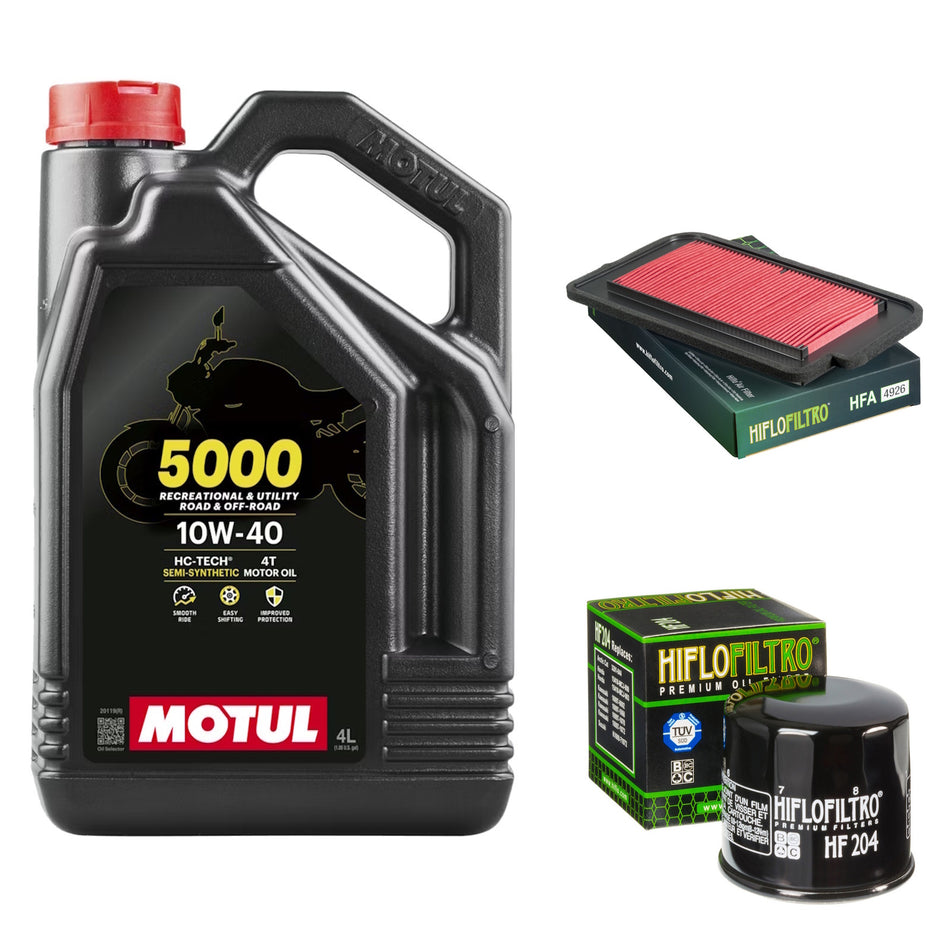Motul 5000 10w40 4L Oil & HF204 & HFA4926 Oil Filter Kit