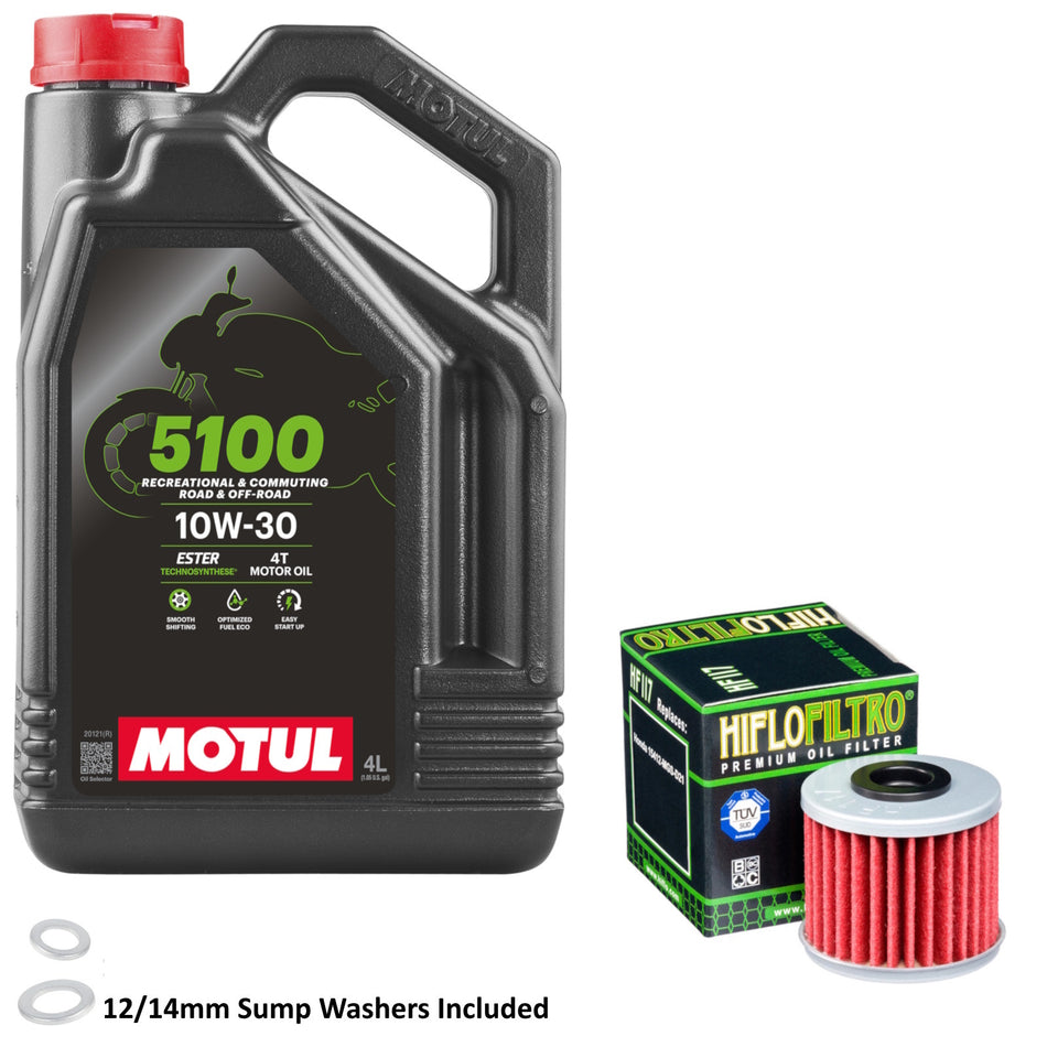 Motul 5100 10w30 4L Oil & HF117 Oil Filter Kit