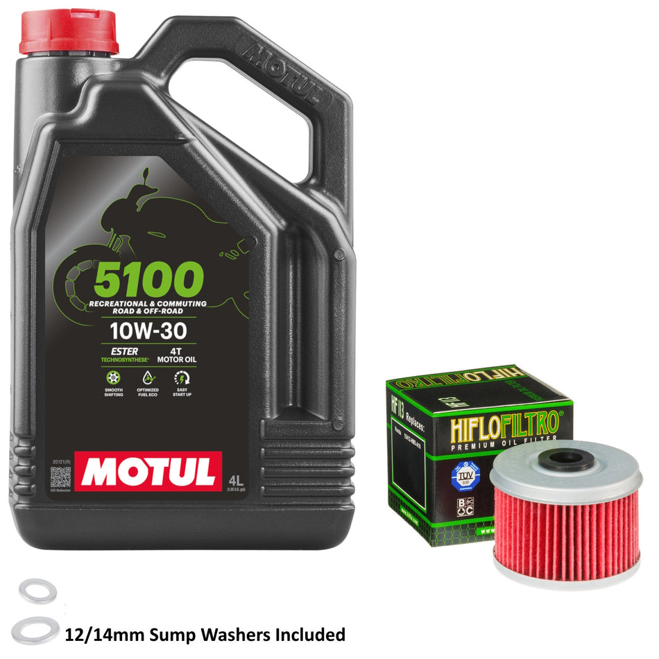 Motul 5100 10w30 4L Oil & HF113 Oil Filter Kit