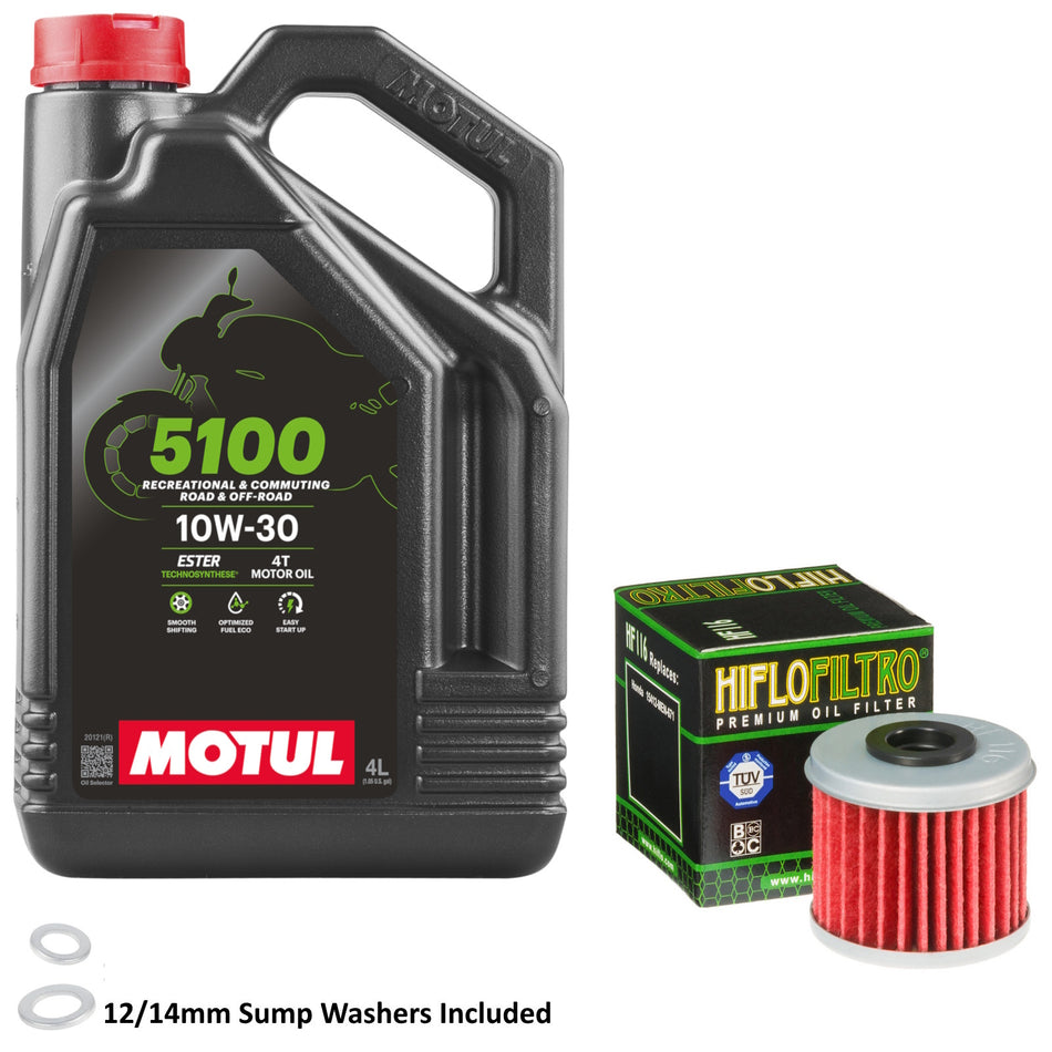 Motul 5100 10w30 4L Oil & HF116 Oil Filter Kit