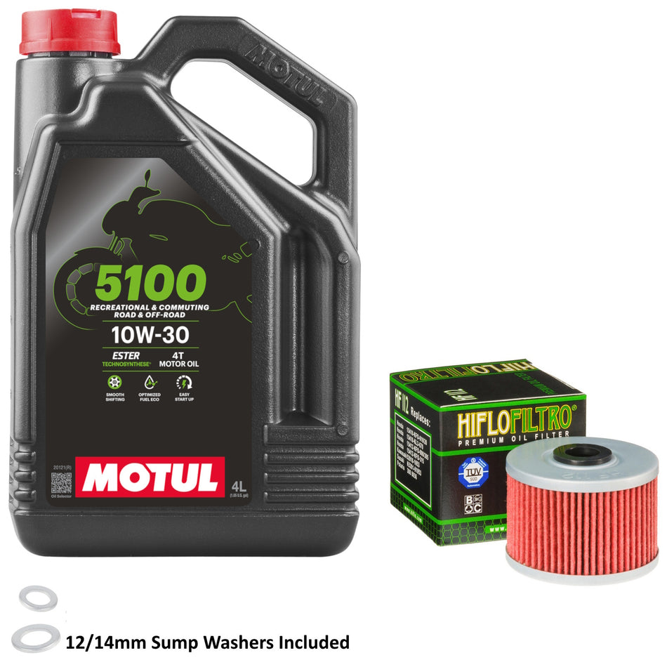 Motul 5100 10w30 4L Oil & HF112 Oil Filter Kit