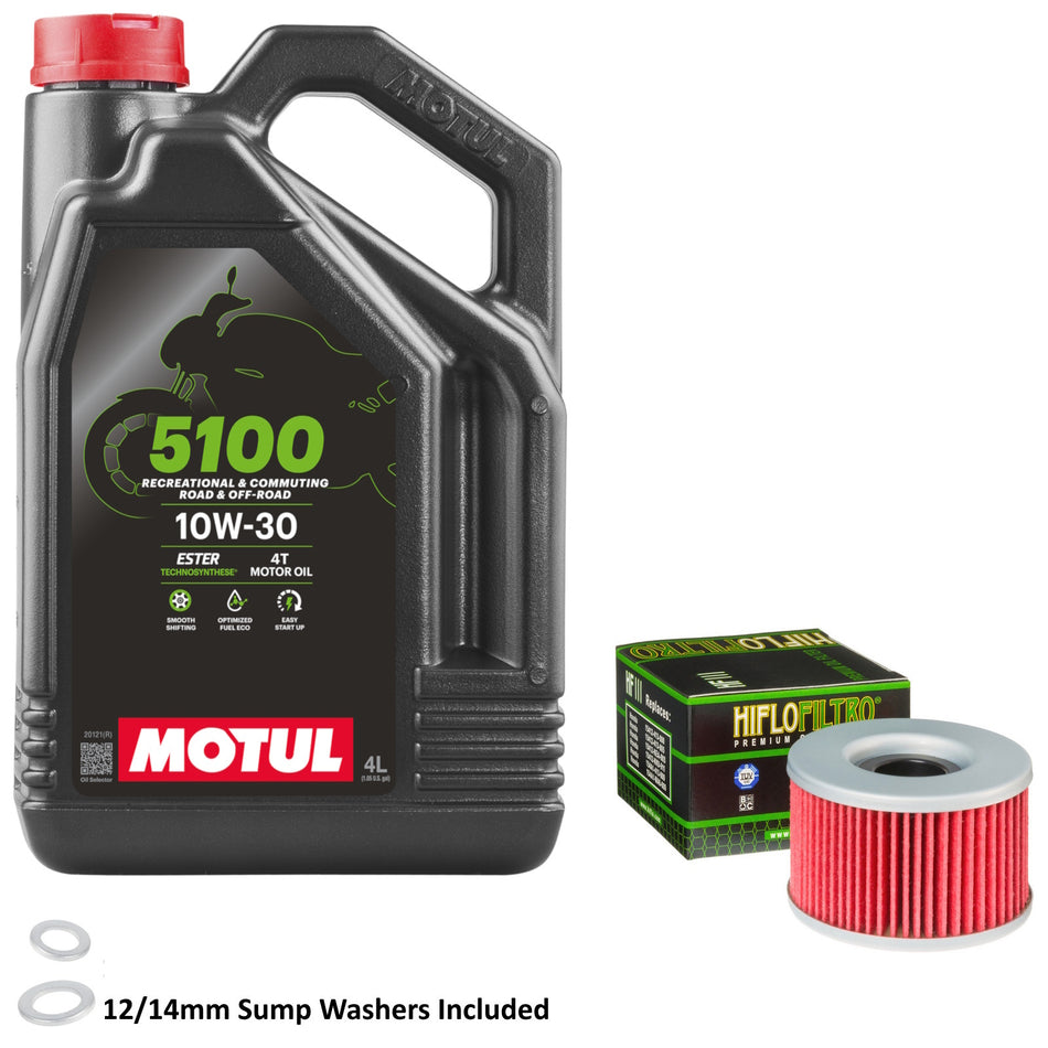 Motul 5100 10w30 4L Oil & HF111 Oil Filter Kit