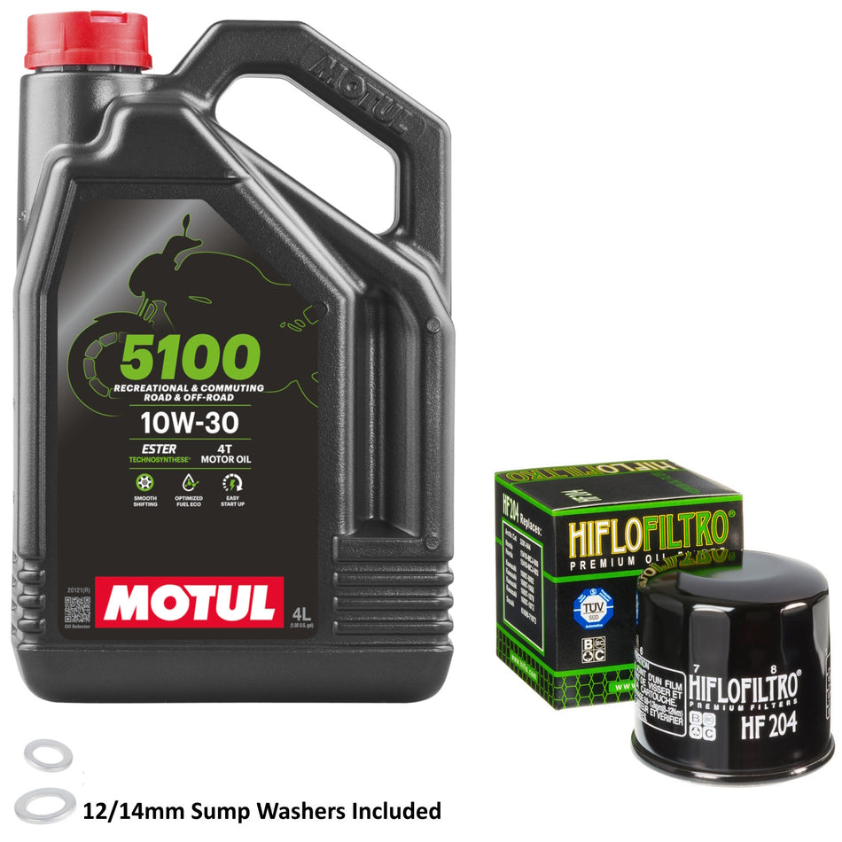Motul 5100 10w30 4L Oil & HF204 Oil Filter Kit