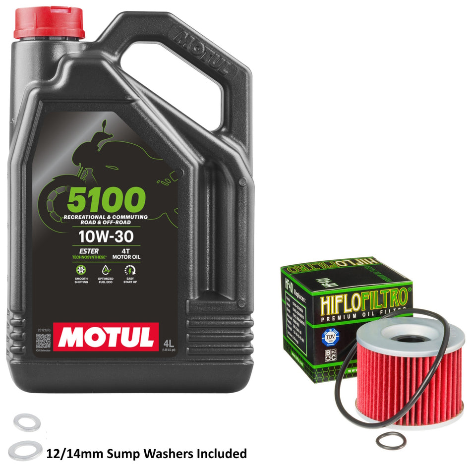 Motul 5100 10w30 4L Oil & HF401 Oil Filter Kit