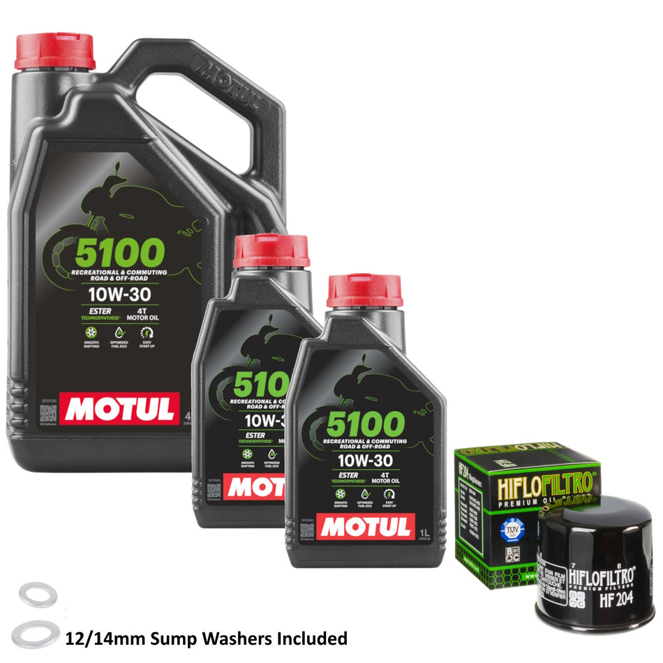 Motul 5100 10w30 6L Oil & HF204 Oil Filter Kit