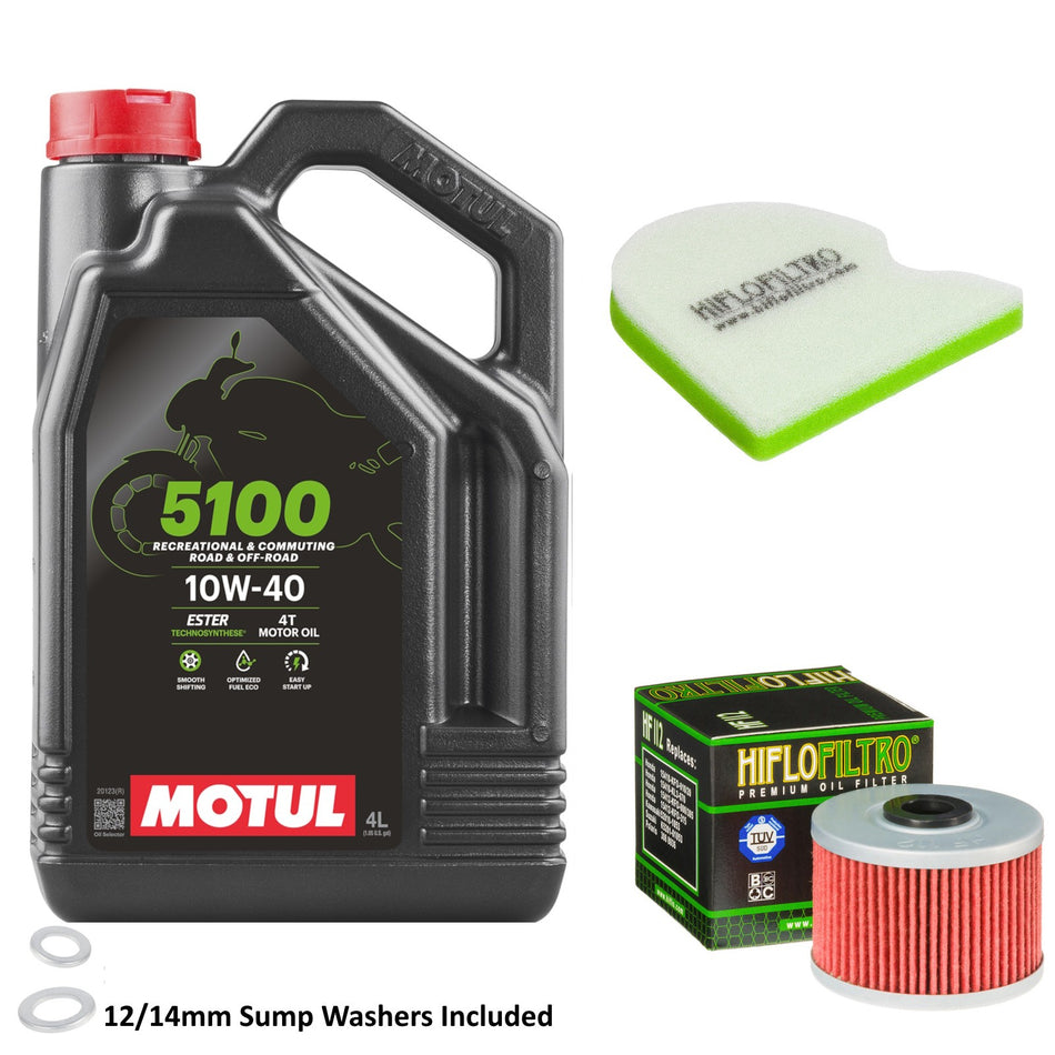 Motul 5100 10w40 4L Oil & HF112 & HFF2031 Oil Filter Kit