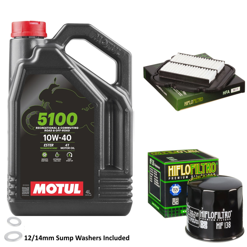 Motul 5100 10w40 4L Oil & HF138 & HFA3611 Oil Filter Kit