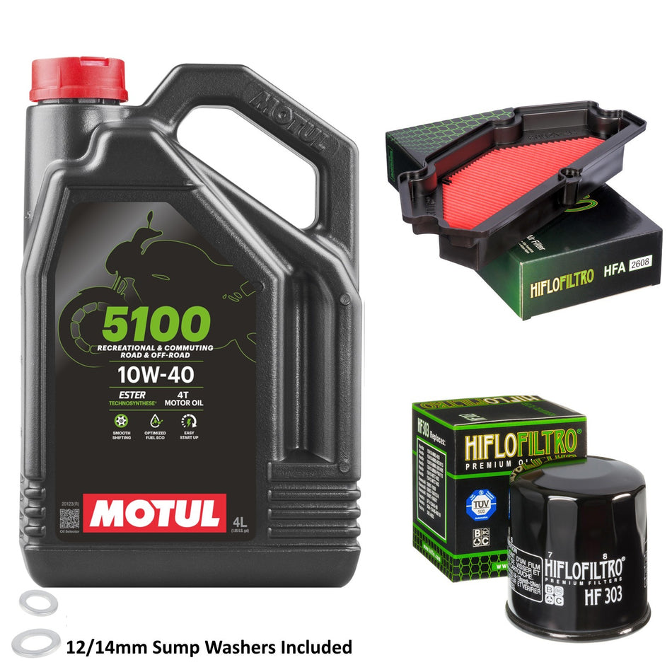 Motul 5100 10w40 4L Oil & HF303 & HFA2608 Oil Filter Kit