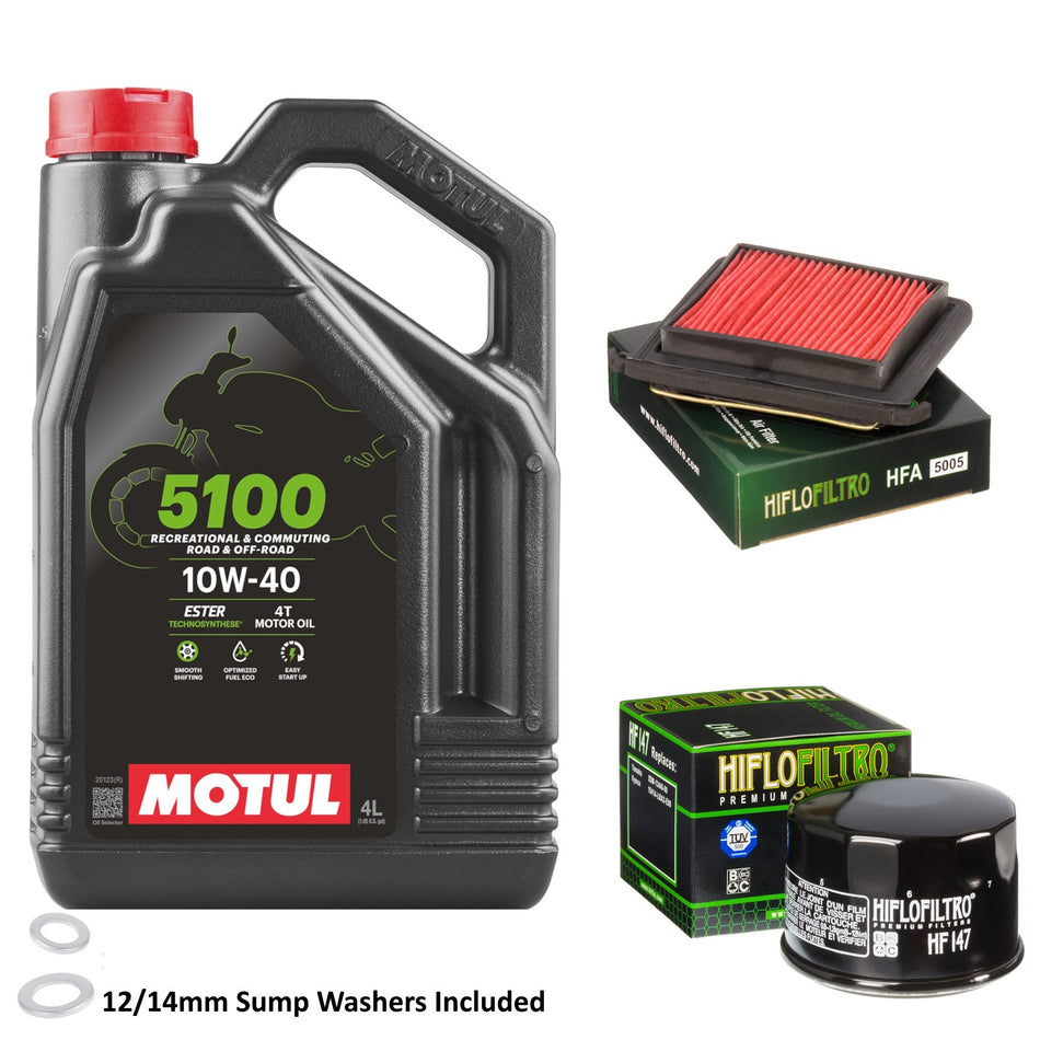 Motul 5100 10w40 4L Oil & HF147 & HFA5005 Oil Filter Kit