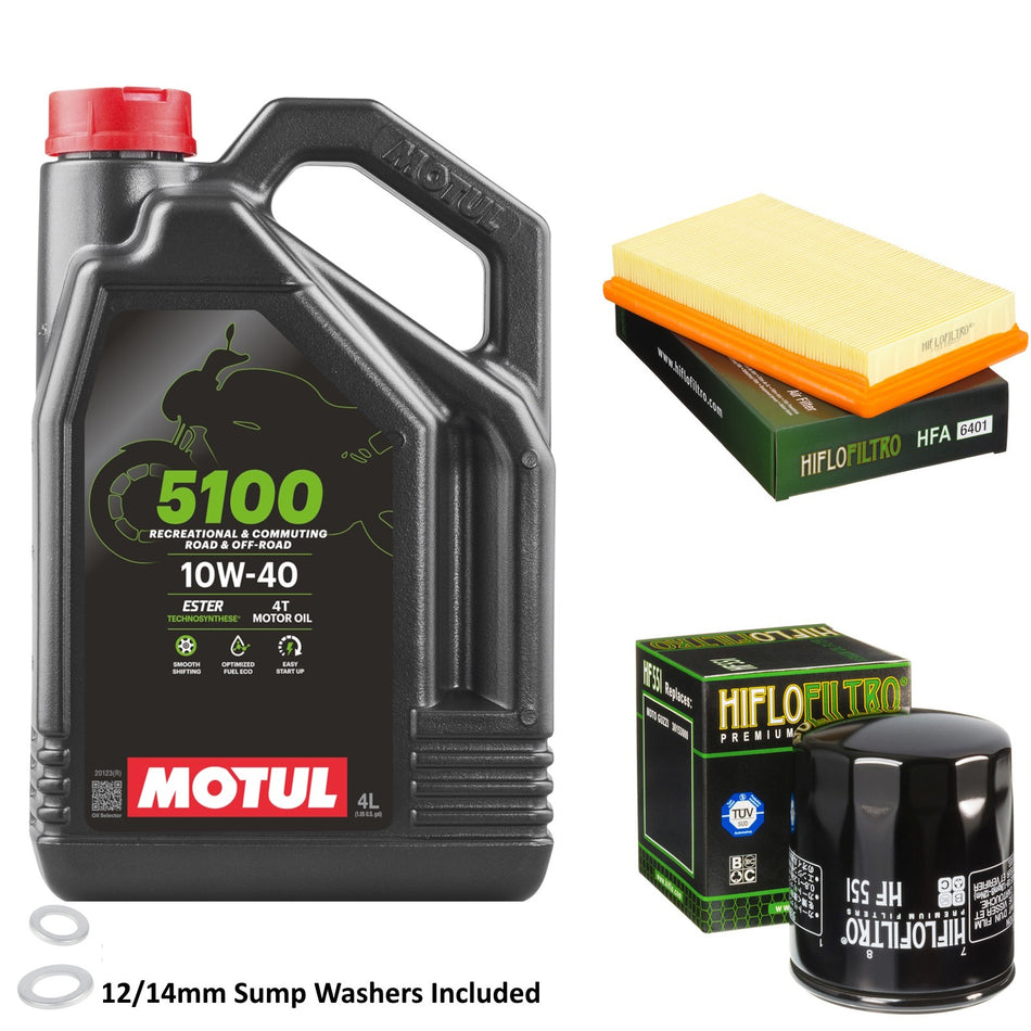 Motul 5100 10w40 4L Oil & HF551 OF551 & HFA6401 Oil Filter Kit