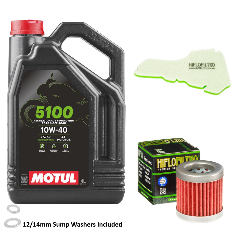 Motul 5100 10w40 4L Oil & HF181 & HFA5205DS Oil Filter Kit