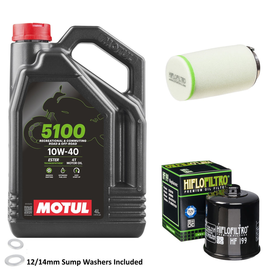 Motul 5100 10w40 4L Oil & HF199 HF199 & HFF7011 Oil Filter Kit
