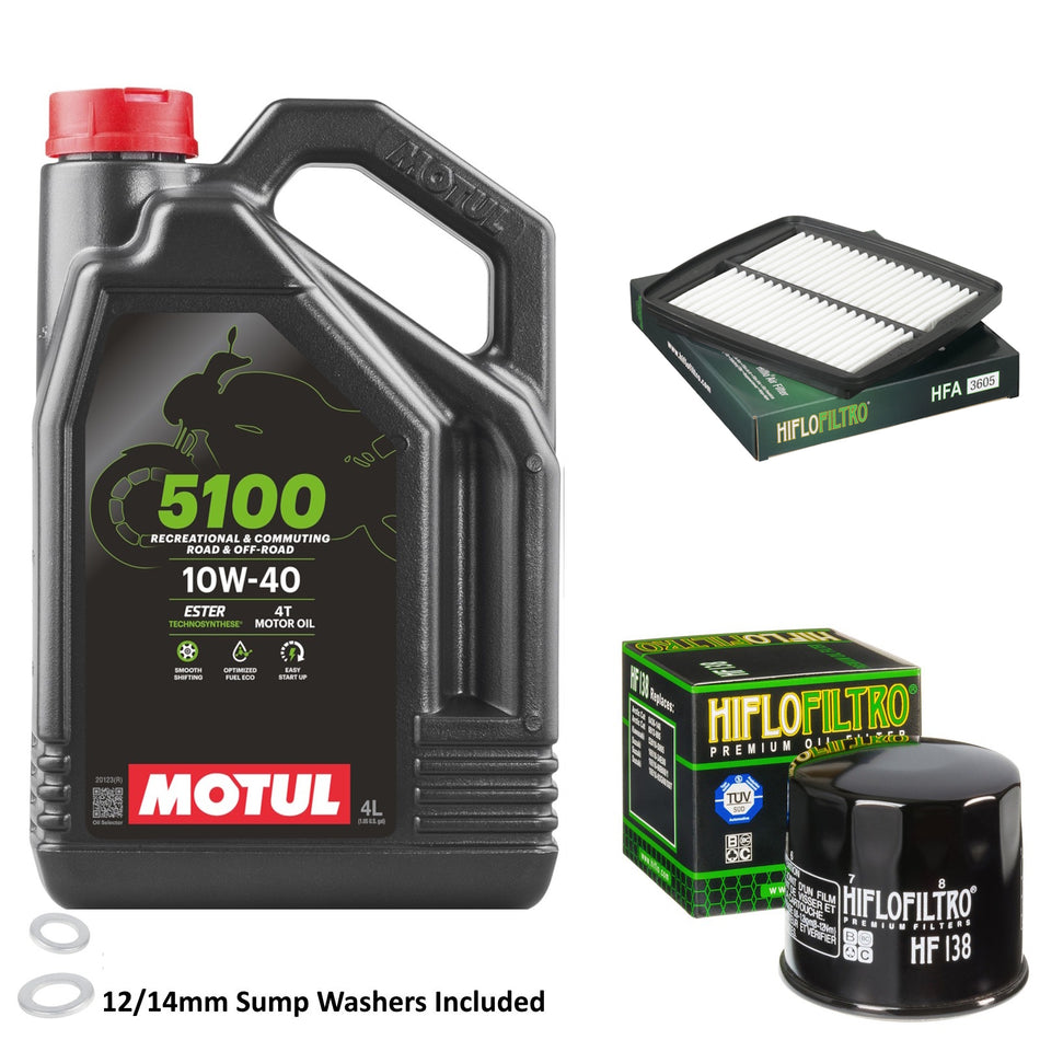 Motul 5100 10w40 4L Oil & HF138 & HFA3605 Oil Filter Kit