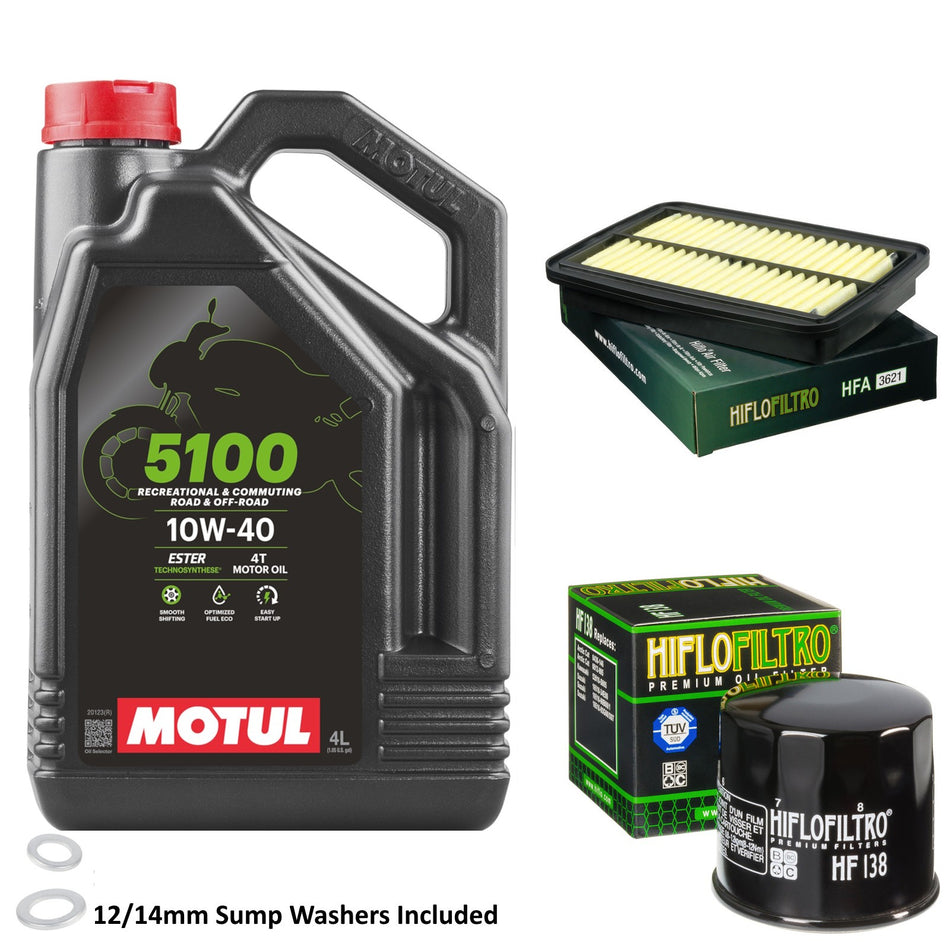 Motul 5100 10w40 4L Oil & HF138 & HFA3621 Oil Filter Kit