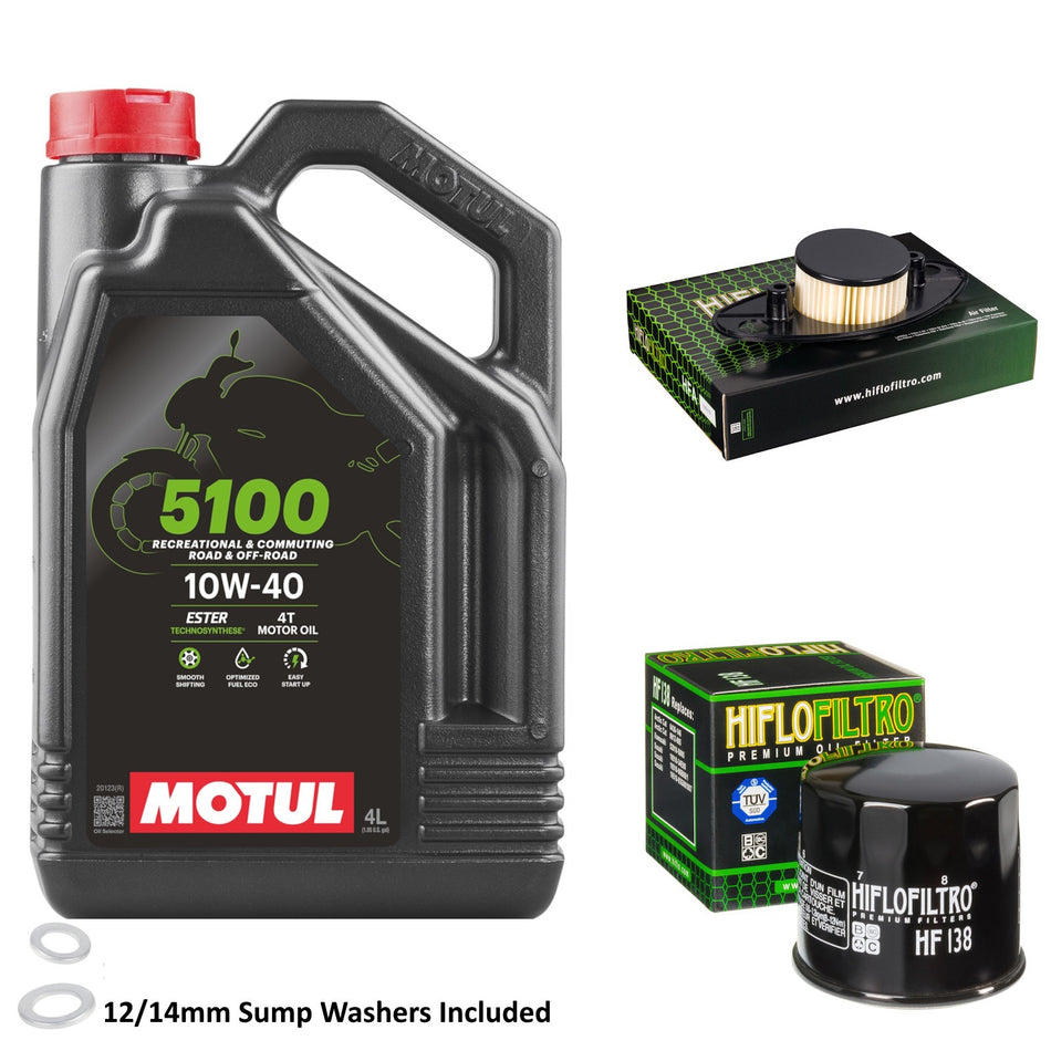 Motul 5100 10w40 4L Oil & HF138 & HFA3807 Oil Filter Kit