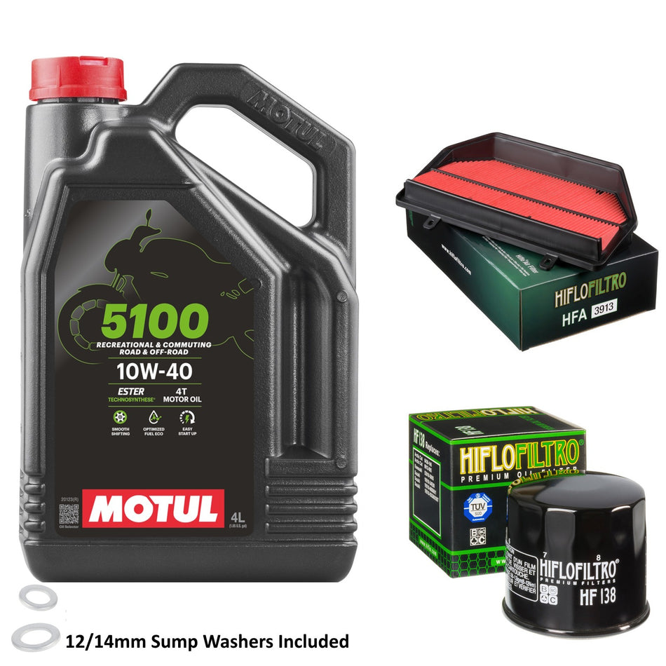 Motul 5100 10w40 4L Oil & HF138 & HFA3913 Oil Filter Kit