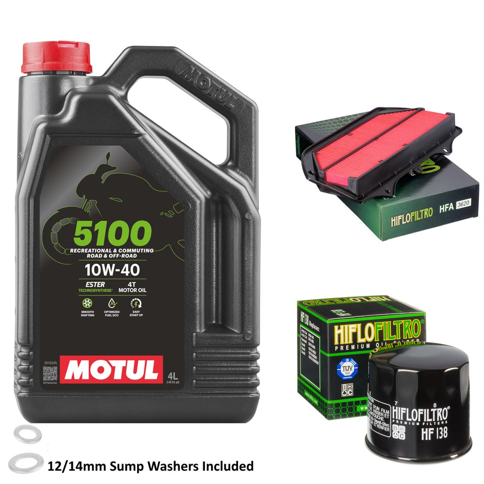Motul 5100 10w40 4L Oil & HF138 & HFA3620 Oil Filter Kit