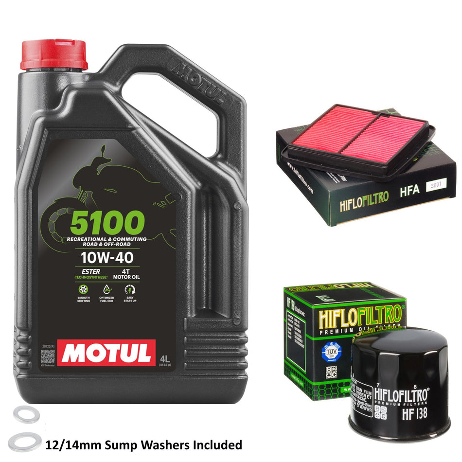 Motul 5100 10w40 4L Oil & HF138 & HFA3601 Oil Filter Kit