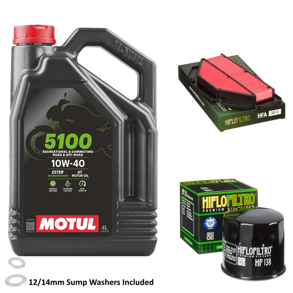 Motul 5100 10w40 4L Oil & HF138 & HFA3613 Oil Filter Kit