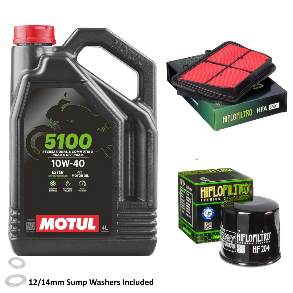 Motul 5100 10w40 4L Oil & HF204 & HFA6501 Oil Filter Kit