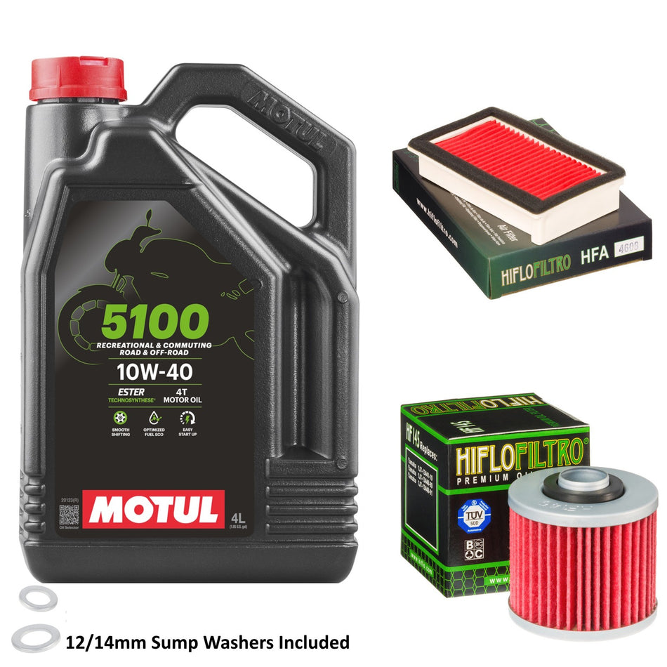 Motul 5100 10w40 4L Oil & HF145 & HFA4608 Oil Filter Kit