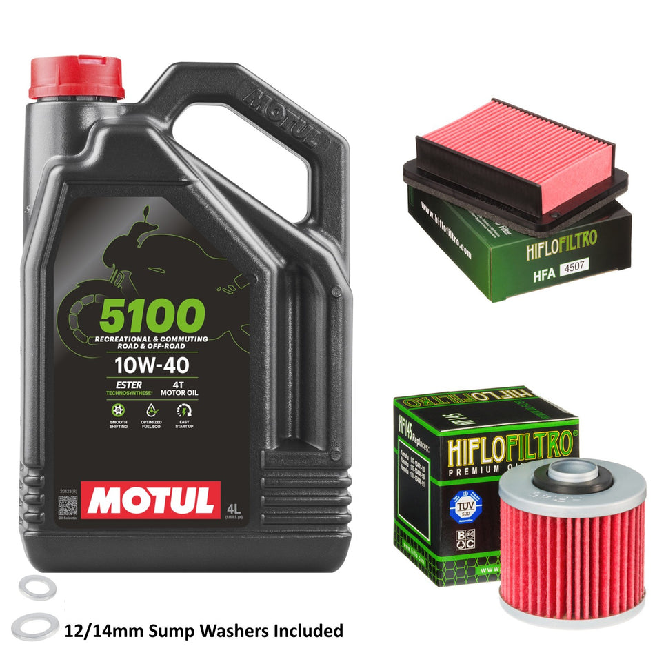 Motul 5100 10w40 4L Oil & HF145 & HFA4507 Oil Filter Kit